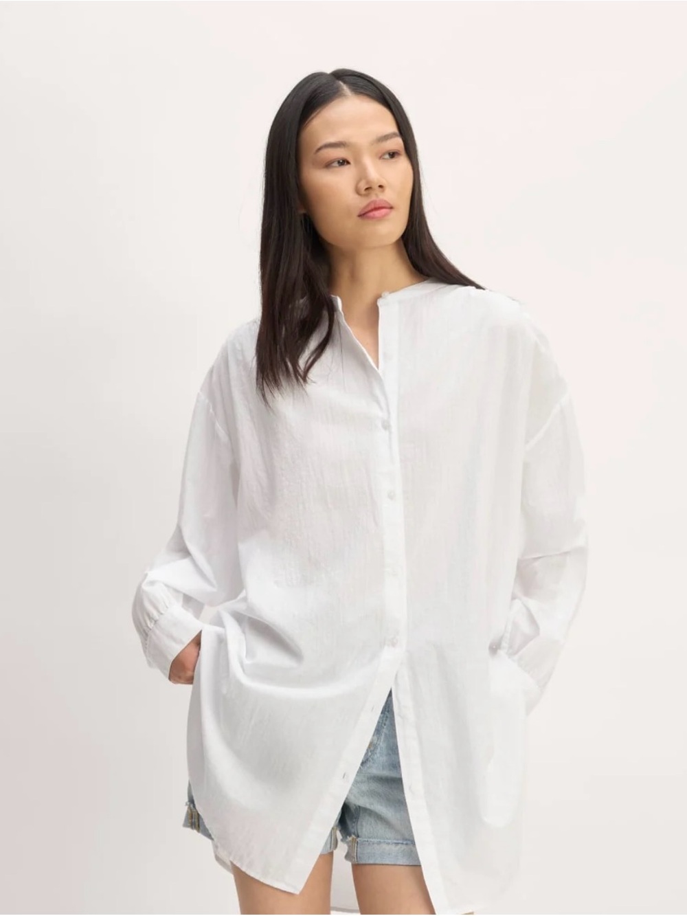 Anthropologie Everlane NEW The Gauze Oversized Button Shirt in White Womens L/XL